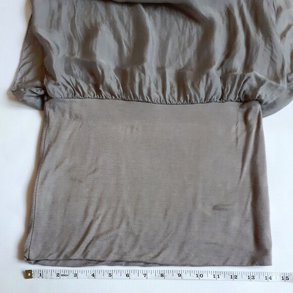 GIUSY 100% Silk Sleeveless Mushroom Top Blouse in Neutral Gray - Picture 9 of 13